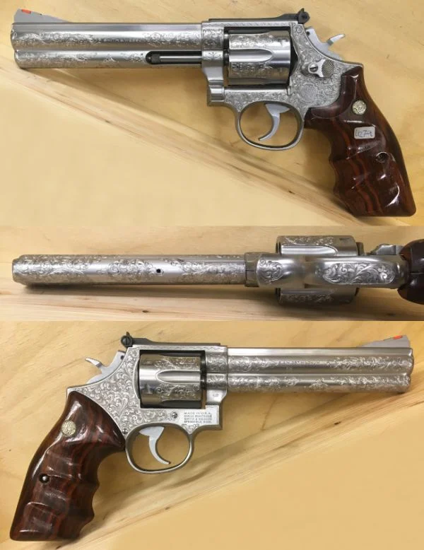 S&W M.686 6" .357Mag. Håndgraveret. Flot stand. 24.980,-