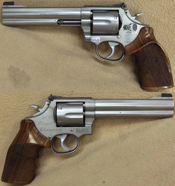 S&W M.686 6" Target Champion .357 Mag. Flot stand. 10.980,-
