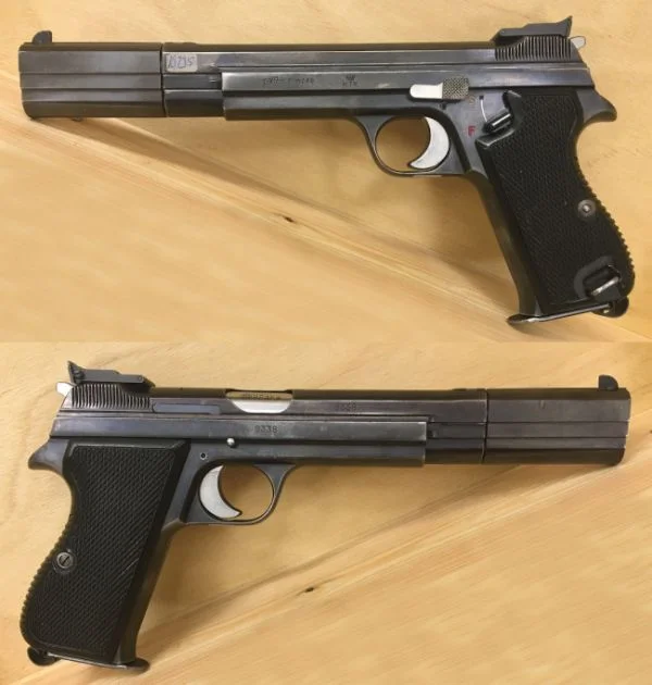 SIG P210 HTK stemplet Longslide 9x19. Mekanisk meget fin. 18.980,-